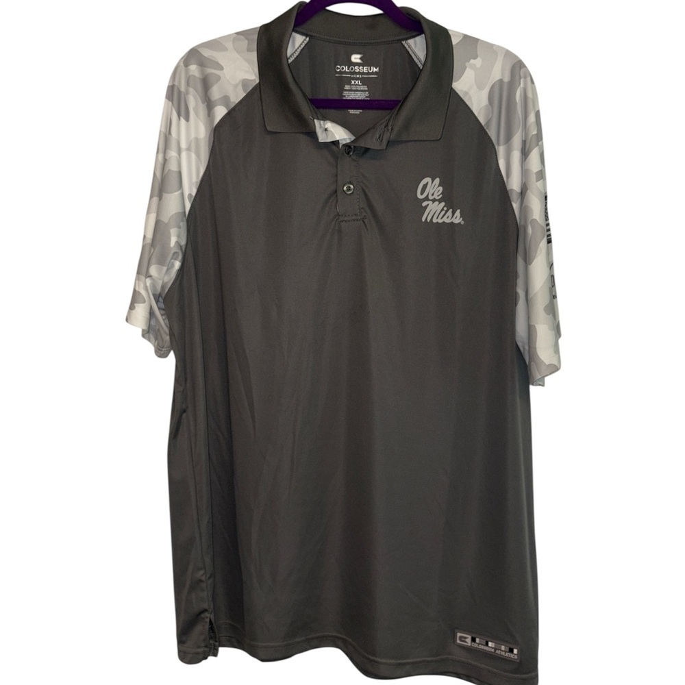 Colosseum polo shirt Ole Miss 3 button collared short sleeves camo print Sz XXL